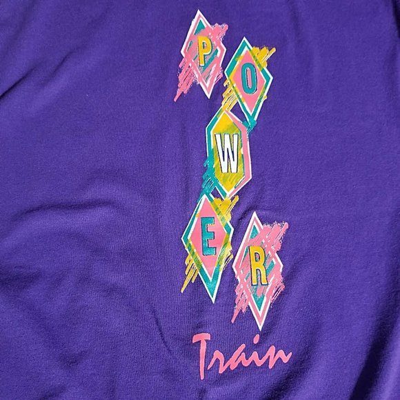 Vintage 90s Fitness Bodybuilding Workout Tee Shirt 2XL POWER TRAIN T-Shirt - Picture 5 of 6